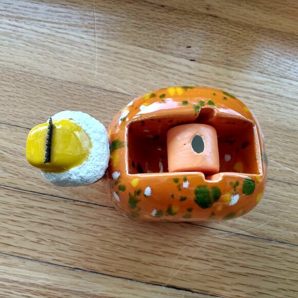 Vintage Ceramic Snail Tape Dispenser Orange Pottery Retro Office Desk Decor - Picture 4 of 11